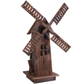 Sunnydaze Outdoor Wooden Dutch-Inspired Rustic Windmill Lawn and Garden Yard Decorative Statue - 34"