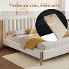 Christopher Knight Home Witt Modern Wood Boucle Platform Bed with Vertical Stripes Headboard, White - 4 of 4