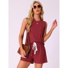 INSPIRE CHIC Women's Waffle Knit Crew Neck Sleeveless Tank Top with Shorts Lounge Sets - 2 of 4