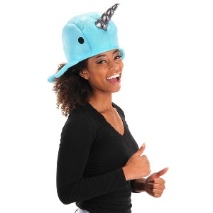 HalloweenCostumes.com    Adult's Plush Narwhal Hat, Blue - 1 of 2