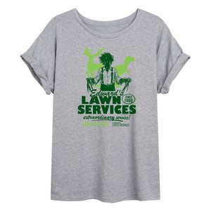 Women's - Edward Scissorhands - Edwards Lawn Services Oversized Graphic T-Shirt - 1 of 4