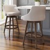 Nolan Swivel Counter Height Barstool Cream Faux Leather/Brown Wood - Amisco: Modern Upholstered, Footrest, 300 lbs Capacity - 3 of 4
