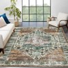 Washable Vintage Rug Non Slip Low Pile Rug Soft Throw Floor Cover Foldable Indoor Carpet for Living Room Bedroom Playroom Nursery - 2 of 4