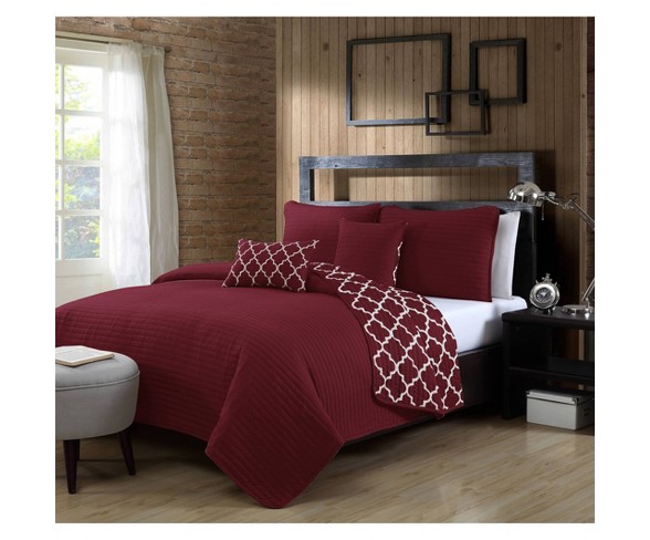 Geneva Home Fashions King 5pc Avondale Manor Griffin Quilt & Sham Set Burgundy