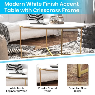 Hampstead Matte Gold and White Round Wood & Metal Coffee Table