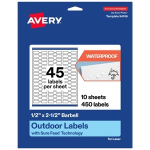 Avery Outdoor Waterproof Labels, 0.5" x 2.5" Barbell - 1 of 4