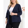Agnes Orinda Women's Plus Size Fashion Formal with 3/4 Pleated Sleeves and Shawl Collar Blazers - 2 of 4