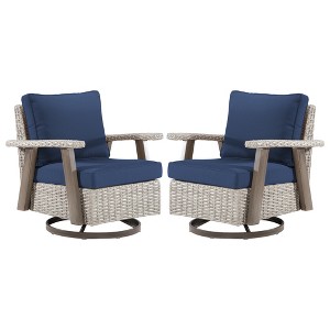 YARDSIGHT  Outdoor Swivel Patio Chairs with 360° Rotation, All-Weather PE Wicker Armchairs with Cushions for Garden, Deck, Porch, and Backyard - 1 of 4