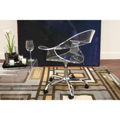 Clear Acrylic Adjustable Swivel Office Chair with Chrome Base