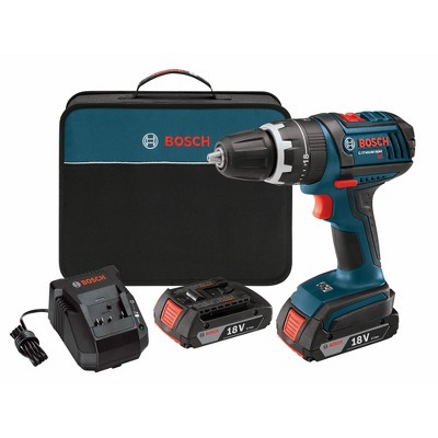 Bosch HDS181-02-RT 18V Lithium-Ion Compact Tough 1/2 in. Cordless Hammer Drill Driver Kit with (2) 2 Ah SlimPack HC Batteries Manufacturer Refurbished