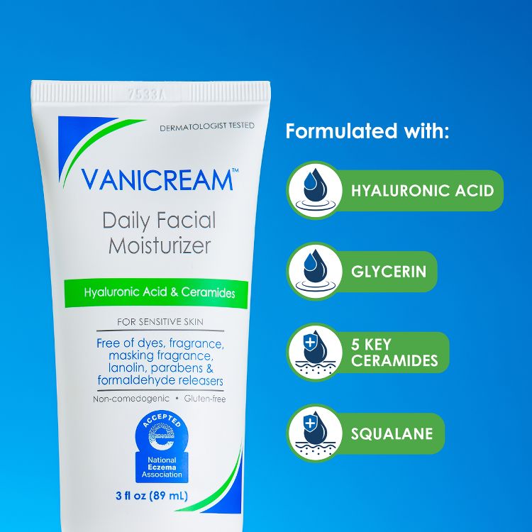 Vanicream Daily Facial Moisturizer with Hyaluronic Acid &#38; Ceramides for Sensitive Skin - Unscented - 3 fl oz, 4 of 9