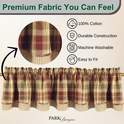 Red and Tan Plaid Cotton Rod Pocket Valance