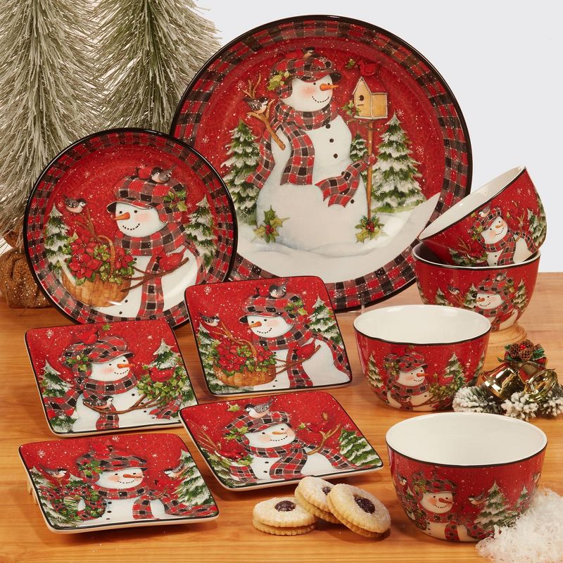 Set of 4 Christmas Lodge Snowman Dining Soup Bowls - Certified International, 4 of 5