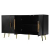 Stylish Sideboard, Wavy Geometric Design, Tapered Legs, Adjustable, Suitable For Study, Entryway And Living Room - 4 of 4