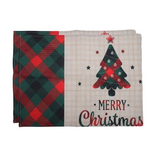 Unique Bargains Christmas Place Mats Plaid Linen Red Green Beige White 13"x17.7" 2 Pcs - 1 of 4