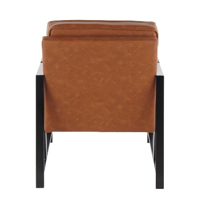 Franklin Geometric Black Metal & Camel Faux Leather Armchair