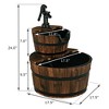 Costway 2 Tier Barrel Waterfall Fountain Barrel Wooden Water Fountain Pump Outdoor Garden - 3 of 4