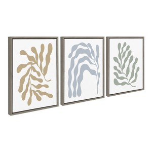 Kate and Laurel Sylvie Matisse Inspired Abstract Botanicals Framed Canvas by The Creative Bunch Studio, 3 Piece 18x24, Gray - 1 of 4