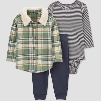 Image of Carter's Just One You® Baby Boys' Plaid Coordinate Set - Green 3M