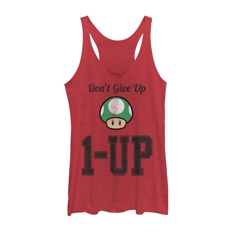 Women's Nintendo Don't Give Up Level Up Mushroom Racerback Tank Top, 1 of 4