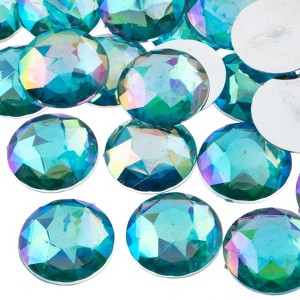 John Bead 100-Piece 25mm Aqua AB Acrylic Round Flat Back Rhinestones - 1 of 4
