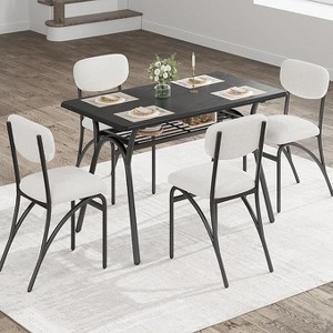 5-Piece Modern Dining Set: 43.3" Kitchen Table & 4 Chairs (302 lb) w/ Storage Shelf - Small Space Set for Apartments - 1 of 4