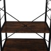 SEVOBAL Kitchen Storage Four Tier Vintage Wooden Bakers Rack with Hooks and Adjustable Legs, Black, 33.27"*18.11"*4.92" - 4 of 4