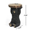 Christopher Knight Home Carla Patio Handcrafed Lightweight Concrete Bear Design Accent Table with Faux Wood Finish，Black/Brown - 3 of 4
