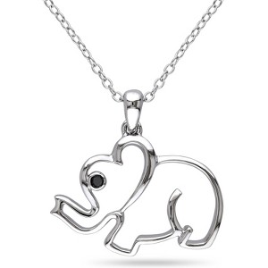 EVERLY JEWELRY | Sterling Silver Black Diamond Elephant Pendant with Chain, 18 inc - 1 of 4