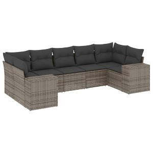 vidaXL 7 Piece Patio Sofa Set with Cushions - Gray - 1 of 4