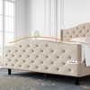 homfan Bed Frame, Linen Upholstered Bed Frame with Headboard Footboard, Modern Button Tufted and Rivets Decor, Wooden Slat Support, Noise Free - 4 of 4
