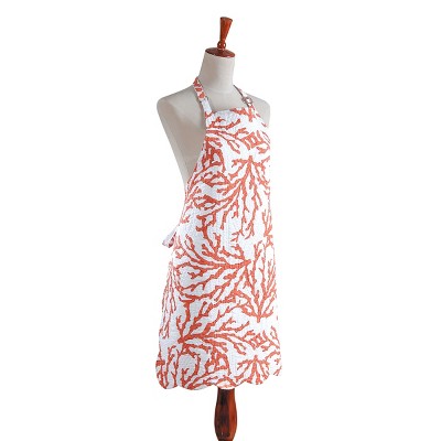 C&F Home Orange Cora Coral Nautical Themed Adjustable Cotton Linen Kitchen Apron Bibb