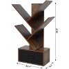 Homhougo Tree Bookshelf with Drawer, 4 Shelf Retro Floor Standing Bookcase, Tall Wood Book Storage Rack, Utility Book Organizer Shelves, Brown - 3 of 4