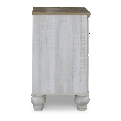 Traditional White and Brown 2-Drawer Nightstand with USB Charging
