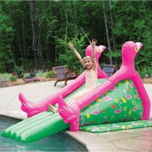 Giant Inflatable Flamingo Pool Slide w/Built-in Side Water Sprinklers for Kids- Extra Large Size (98"x 51"x 51")- Perfect for Summer Party Outdoor Fun - 1 of 4