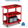 Tool Cart on Wheels, 3 Tier Rolling Mechanic Tool Cart, Heavy Duty Steel Utility Cart w/Lockable Wheels - 2 of 4