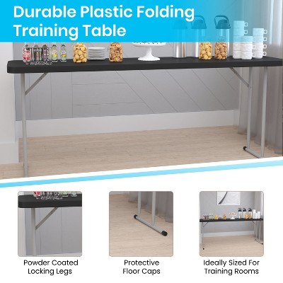 Emma Black Plastic Folding Training Table with Locking Legs
