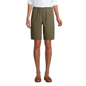 Lands' End Women's Plus Size Mid Rise Elastic Waist Pull On 12" Chino Bermuda Shorts - 1 of 4