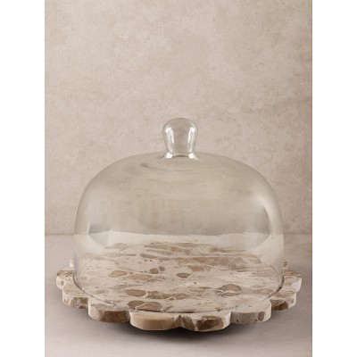 Viola Brown Onyx Serving Board with Cloche
