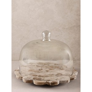 Viola Brown Onyx Serving Board with Cloche - 1 of 4