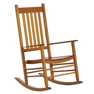 Outdoor Rocking Chair, Patio Rocking Chair with Smooth Curves, High Density Wooden Rockers for Lawn Garden Porch, Supports Up to 350lbs - 1 of 4