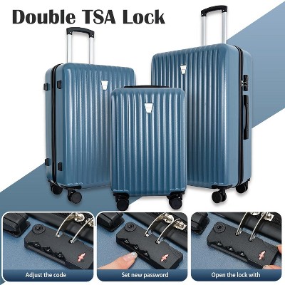 MAYEERTY 3-Piece Hardshell Suitcase Set, Large Capacity Lightweight Luggage with TSA Lock & Double Spinner Wheels, Expandable Cases