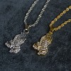 Ice City Men's Praying Hands Pendant Necklace, Cubic Zirconia in Gold and Silver - 4 of 4
