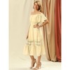 Allegra K Women's Off Shoulder Ruffle Lace Insert High Waist Short Sleeve Flowy Maxi Dress - 4 of 4