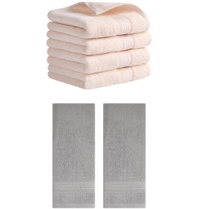REGALWOVEN Solid Striped Cotton Soft Absorbent Hand Towels for Bath Hotel Spa 13" x 29" - 1 of 4