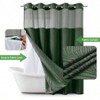 No Hook Shower Curtain with Snap Liner, Striped Textured, Waterproof, Style, Dark Green, 71Wx74H - 2 of 4