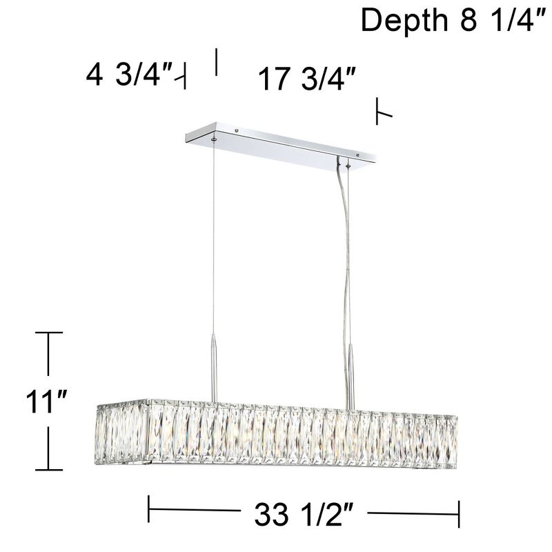Possini Euro Design Sera Chrome Silver Linear Pendant Chandelier 33 1/2" Wide Modern Clear Crystal 5-Light Fixture for Dining Room Kitchen Island Home, 4 of 9