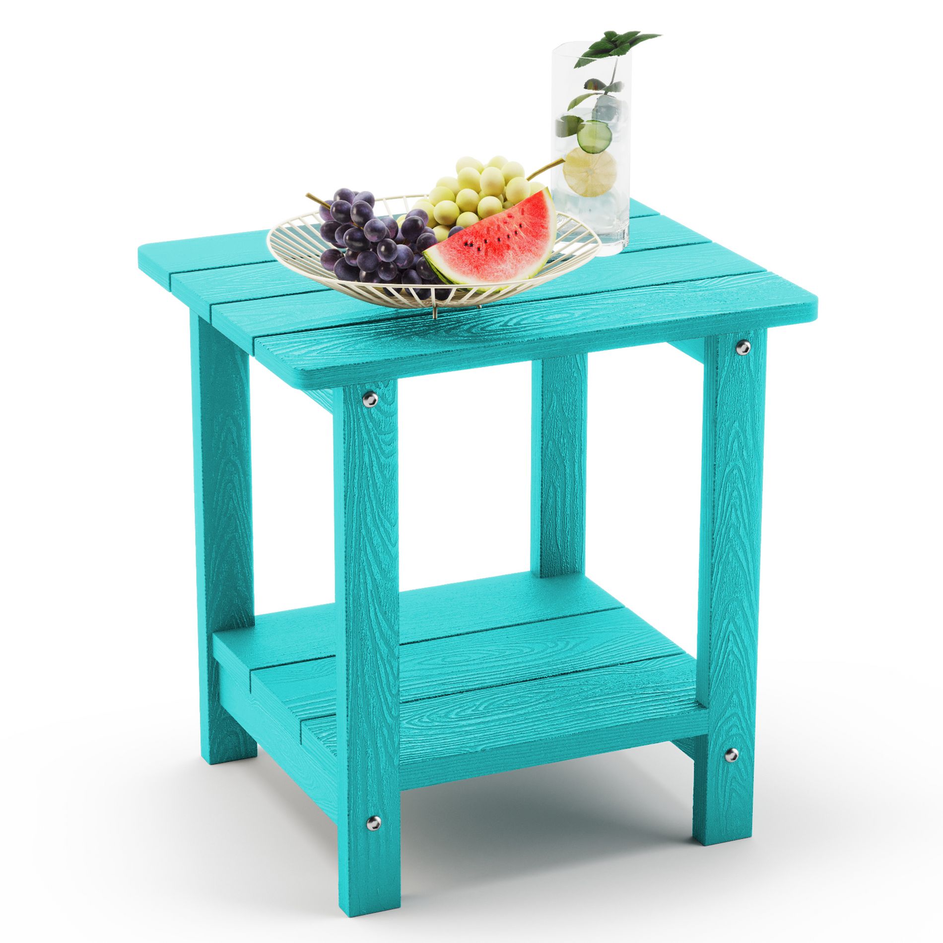 Arceso Adirondack Outdoor Side Table, 2-Tier HDPS Patio End Table Weather Resistant, Morden Side Table for Patio, Pool, Porch