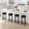 Bar Stools Set, 24-Inch Height PU Leather Upholstered and Black Metal Frame, Backless Round Bar Stools for Kitchen Island Dining Room Home Bar - 2 of 4
