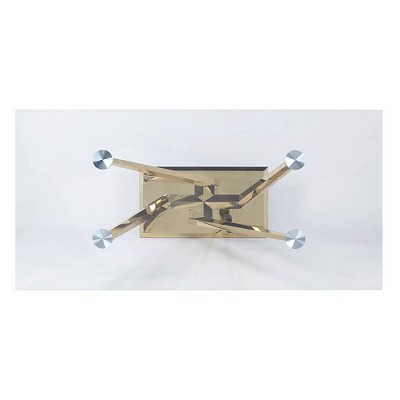 Contemporary Rectangular Clear Glass and Gold Dining Table